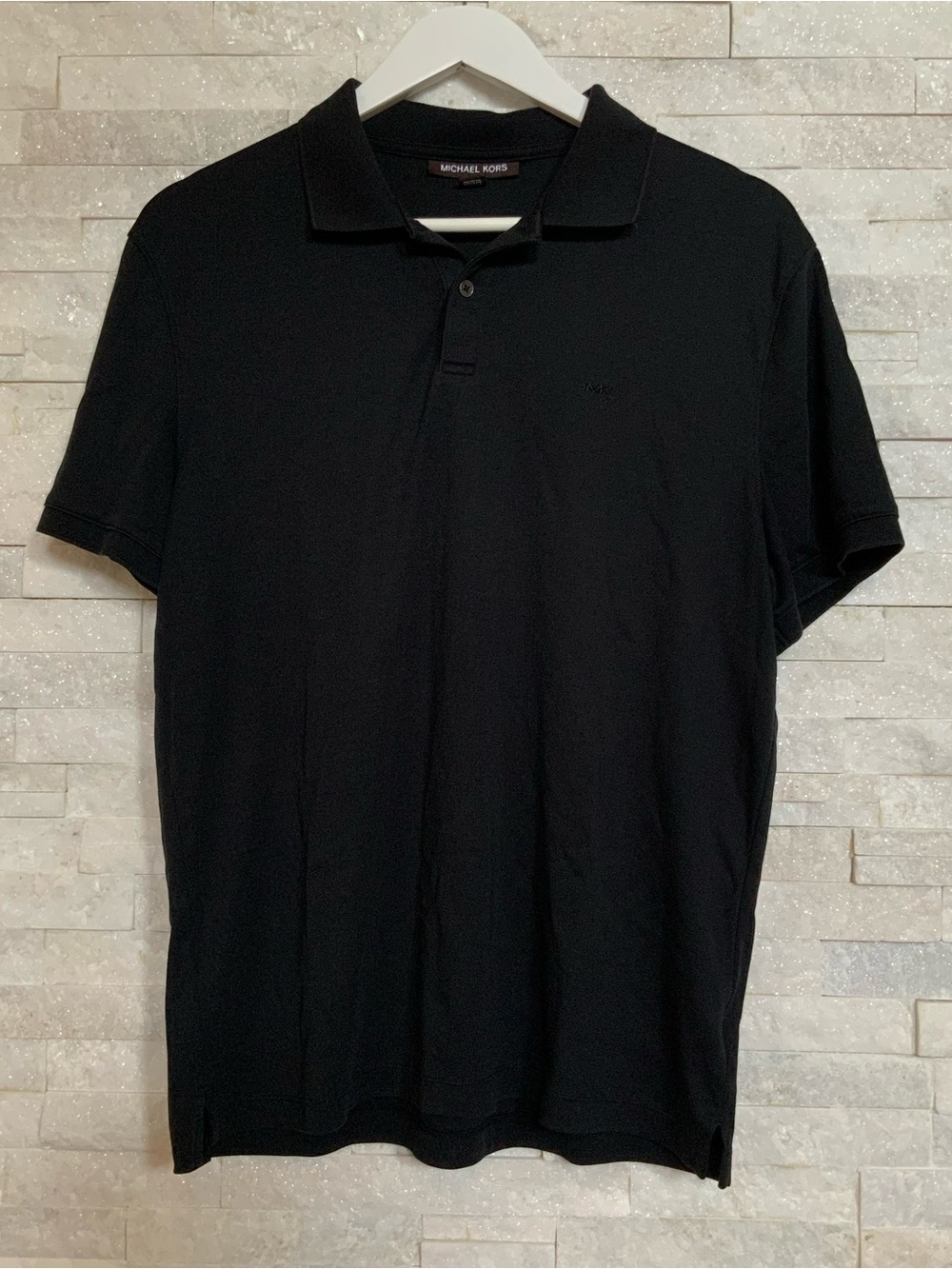 Michael Kors Men’s Classic Embroidered MK Logo Polo, Shirt M, Black